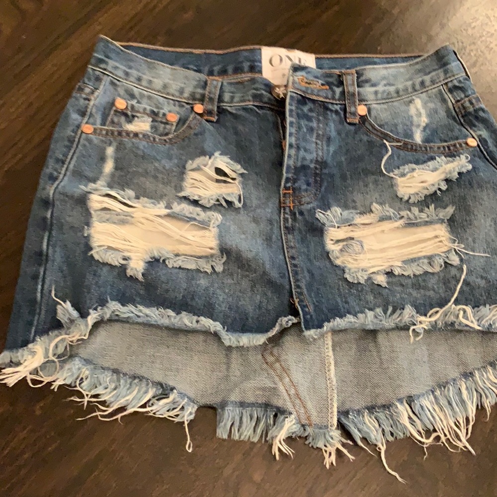 ONE teaspoon Denim distressed women’s jean skirt size xs
